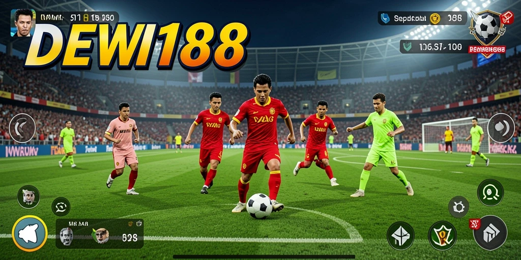 Tampilan gameplay seru di lapangan sepak bola.