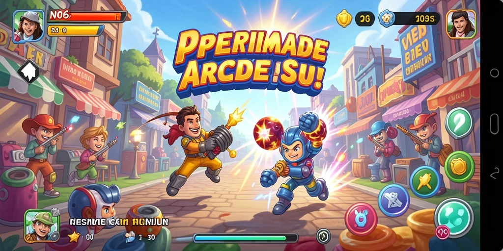 Tangkapan layar N06 menampilkan aksi seru dalam permainan arcade.