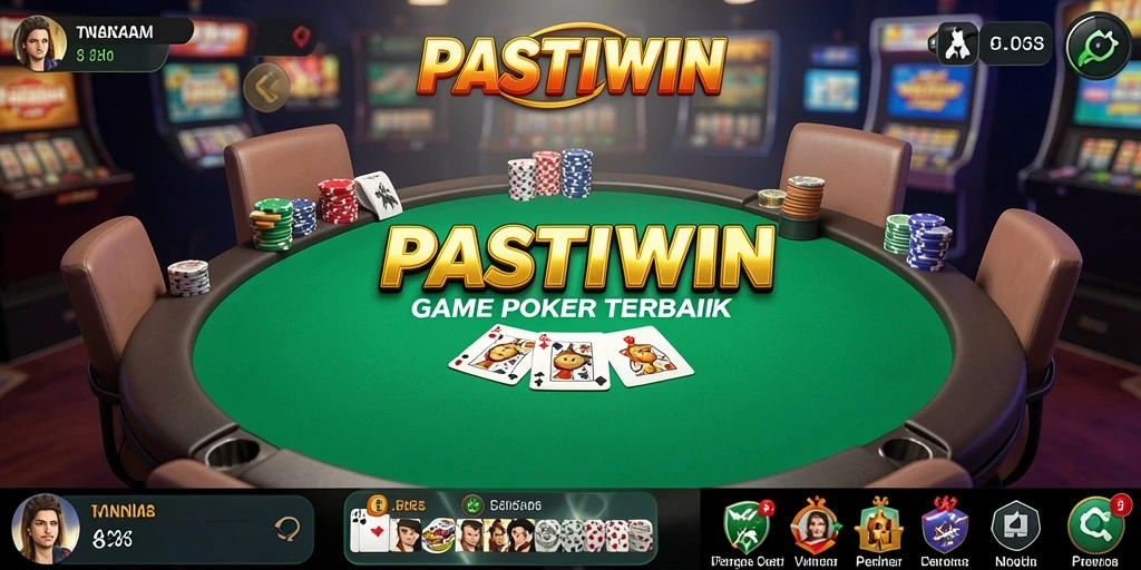 Screenshot gameplay PASTIWIN menampilkan suasana seru permainan poker online.