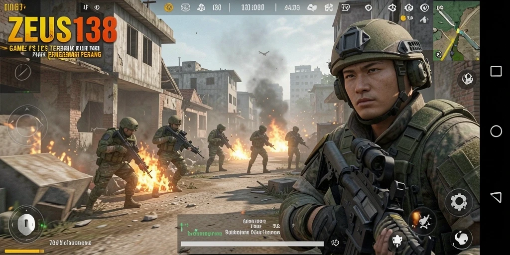 Screenshot gameplay ZEUS138 menampilkan momen aksi intens dalam medan perang.